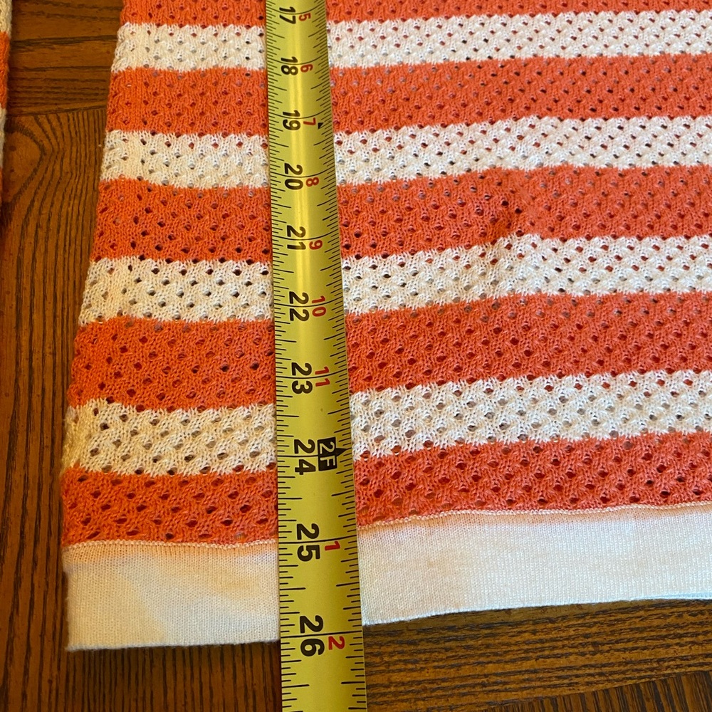Velvet by Graham & Spencer Orange and White Silk Blend Striped Sweater - Picture 12 of 12